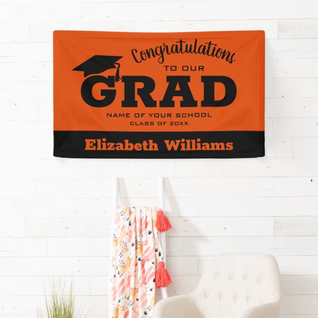 Moderne Glückwünsche Grad Black zu Orange Banner (Insitu)