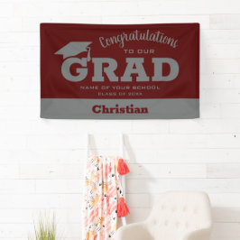 Moderne Glückwünsche Grad Dark Maroon und Grau Banner