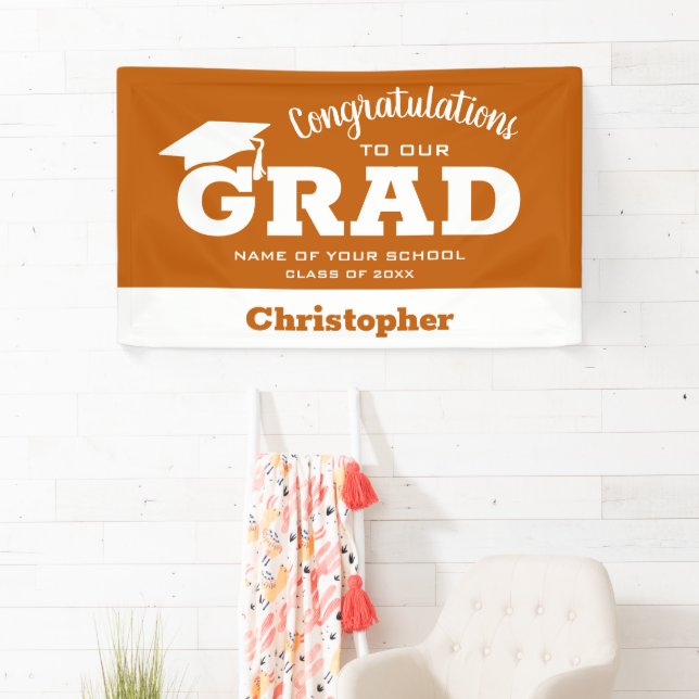Moderne Glückwünsche Grad White zu Burnt Orange Banner (Insitu)
