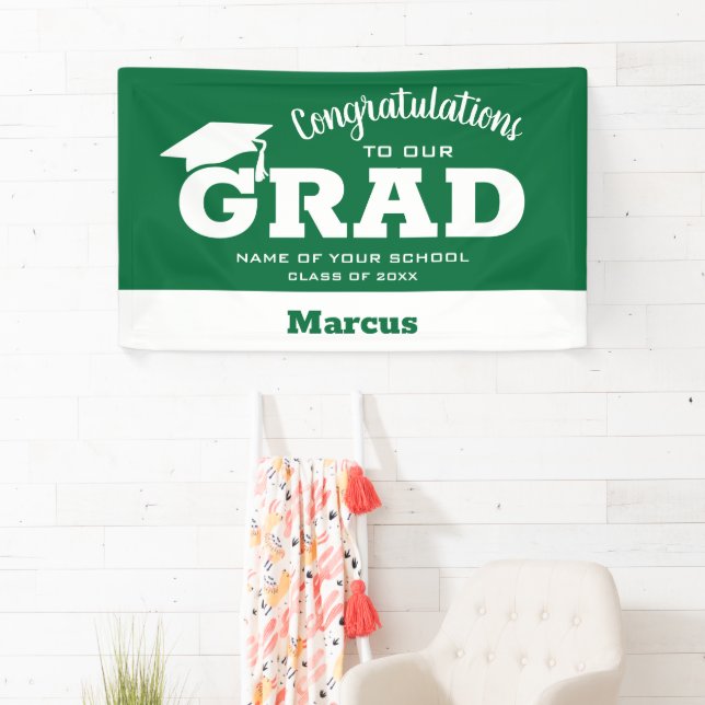 Moderne Glückwünsche Grad White zu Green Banner (Insitu)