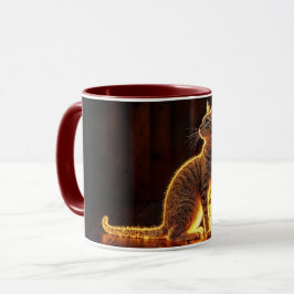 Moderne Glühtabby Katzenblau Augen Fantasie Kunst Tasse