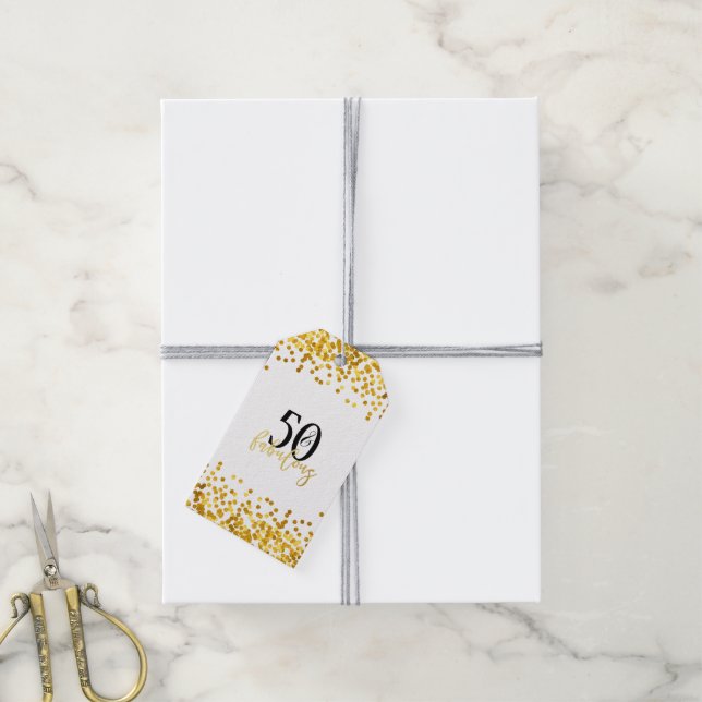 Moderne Gold 50 & fabelhafte Geburtstags-Geschenke Geschenkanhänger (Mit Garn)