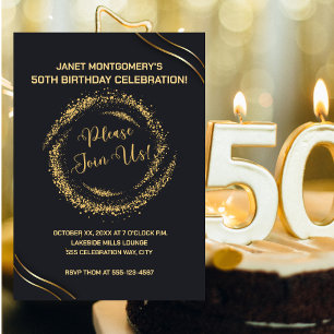 Moderne Gold 50. Geburtstag Feier Einladung