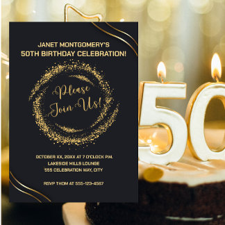 Moderne Gold 50. Geburtstag Feier Einladung