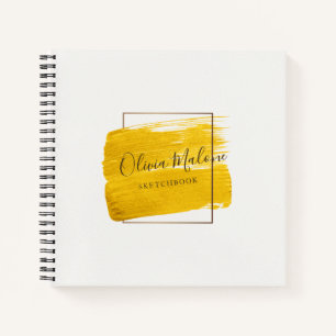Moderne Gold-Aquarellfarbe gerahmt Notizbuch