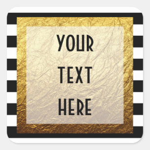 Moderne Gold auf Schwarz-Weiß-Streifen Luxus-Bouti Quadratischer Aufkleber