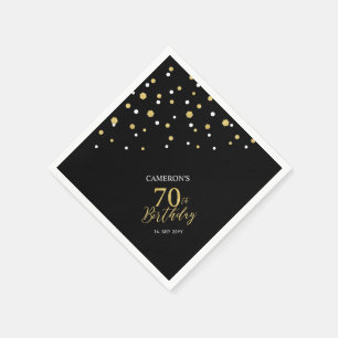 Moderne Gold & Black 70. Geburtstagsparty Napkins Serviette