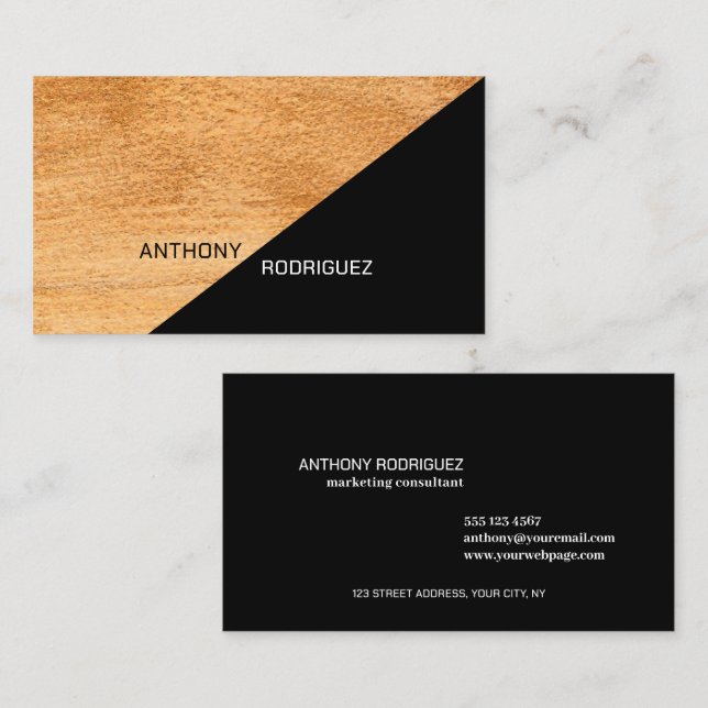 Moderne Gold Black Business Card Visitenkarte (Vorne/Hinten)