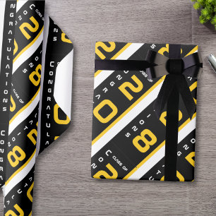 Moderne Gold Black Graduation Party Geschenkpapier