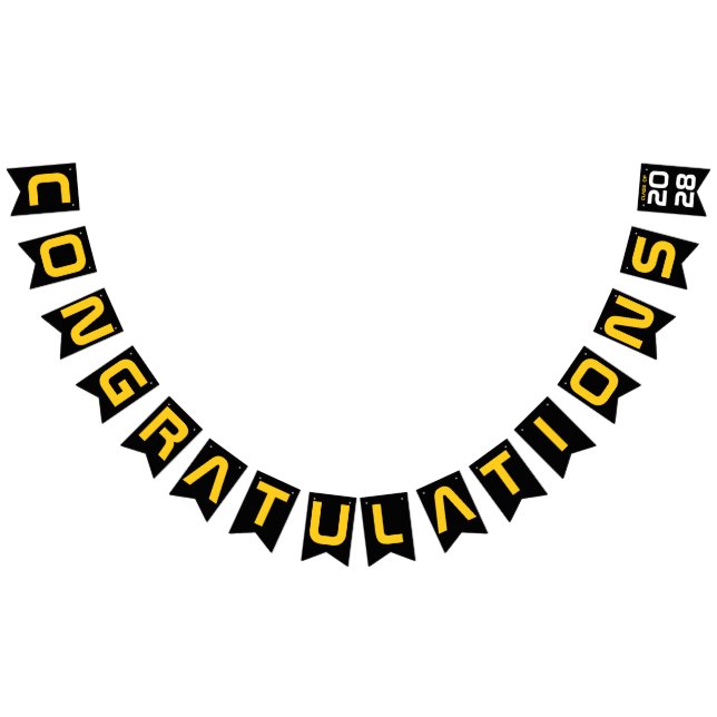 Moderne Gold Black Gratulation Graduation Party Wimpelkette (Alle)