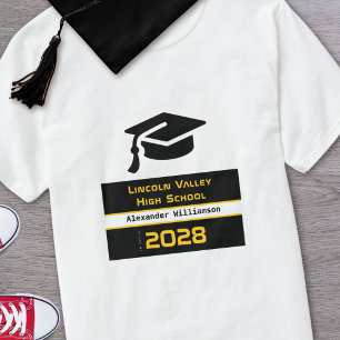 Moderne Gold Black High School Abschluss Class T-Shirt