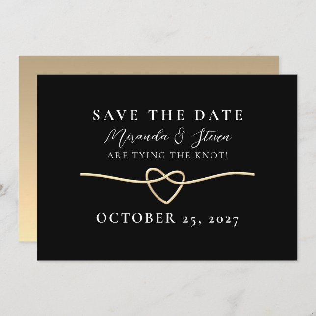 Moderne Gold Black Wedding rettet das Datum Save The Date (Vorne/Hinten)