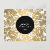 Moderne Gold Blume Black Circle Postcard