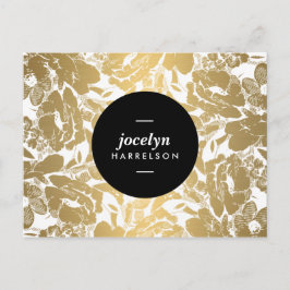 Moderne Gold Blume Black Circle Postcard Postkarte