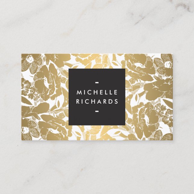 Moderne Gold Blume Business Card Visitenkarte (Vorderseite)