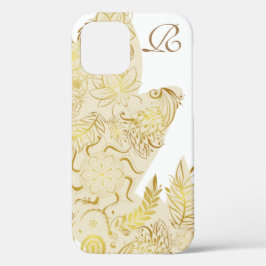 Moderne Gold-Blume und Monogramme Case-Mate iPhone Hülle