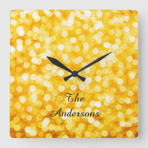 Moderne Gold-Bokeh-Wall-Uhr Quadratische Wanduhr