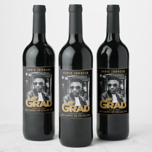 Moderne Gold Bold Typografy Graduation Party Weinetikett