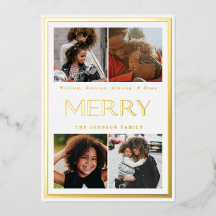 Moderne Gold Border Holiday Multi Foto Foil Card Folien Feiertagskarte