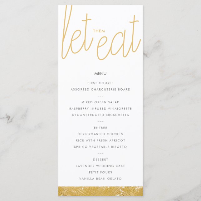 Moderne Gold Brush Stroke Custom Menu Card Menükarte (Vorderseite)