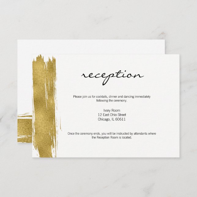 Moderne Gold Brushstroke Wedding Card Einladung (Vorne/Hinten)