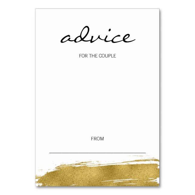 Moderne Gold Brushstroke Wedding Card Tischnummer (Vorderseite)