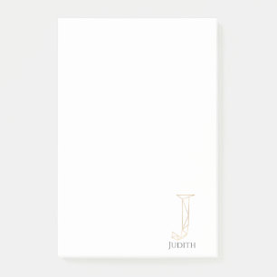 Moderne Gold-Buchstabe J Monogramm Personalisiert Post-it Klebezettel