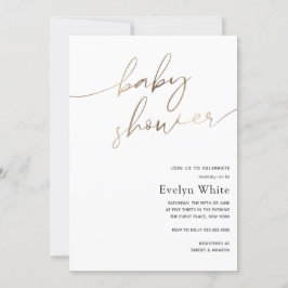 Moderne Gold Calligraphy Baby Dusche Einladung