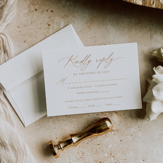 Moderne Gold Calligraphy Wedding Menu RSVP Card (Von Creator hochgeladen)