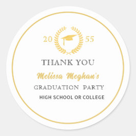 Moderne Gold Cap Graduation Party Vielen Dank Runder Aufkleber