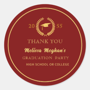 Moderne Gold Cap Graduation Party Vielen Dank Runder Aufkleber
