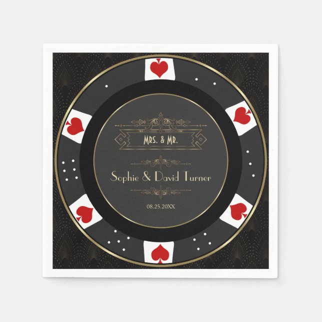 Moderne Gold Casino Poker Chip Wedding Serviette (Vorderseite)