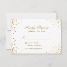 Moderne Gold Confetti Dots Hochzeit RSVP Antwort