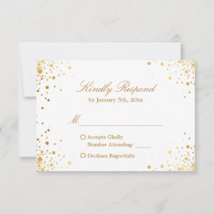 Moderne Gold Confetti Dots Hochzeit RSVP Antwort