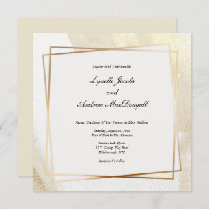 Moderne Gold & Creme Gerahmte Hochzeitseinladung Einladung