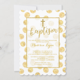 Moderne Gold Cross Taufe Christening Einladung