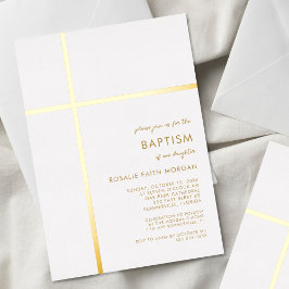 Moderne Gold Cross Taufe Christening Einladung