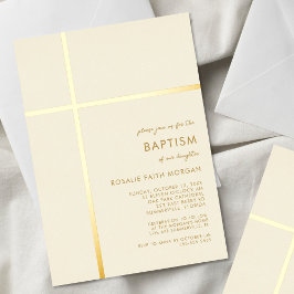 Moderne Gold Cross Taufe Christening Einladung