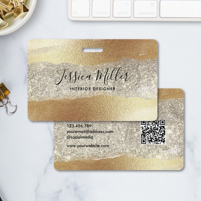 Moderne Gold Diamond Glitzer Imitats Fox Luxury Gl Ausweis (In situ)