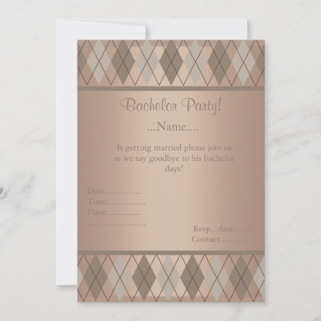 MODERNE GOLD DIAMONDS BACHELOR PARTY EINLADUNG (Vorderseite)
