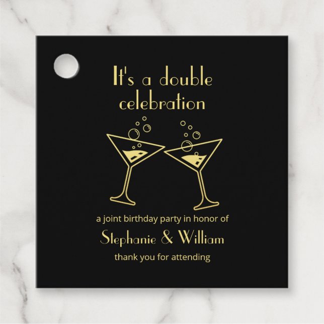 Moderne Gold Doppelzelebrierung Gemeinsamer Geburt Geschenkanhänger (Vorderseite)