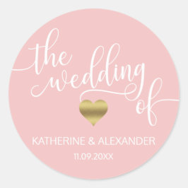 Moderne Gold Dusty Rose Pink The WEDING Siegel Runder Aufkleber