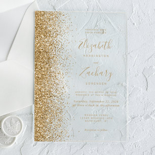 Moderne Gold-Faux-Glitter-Rand-Hochzeit Acryleinladungen