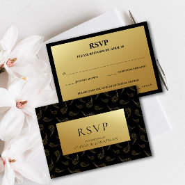 Moderne Gold Feather Wedding Meal Choice UAWG Einladung