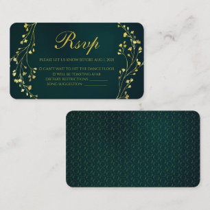 Moderne Gold Floral Green Wedding Rsvp Card Begleitkarte