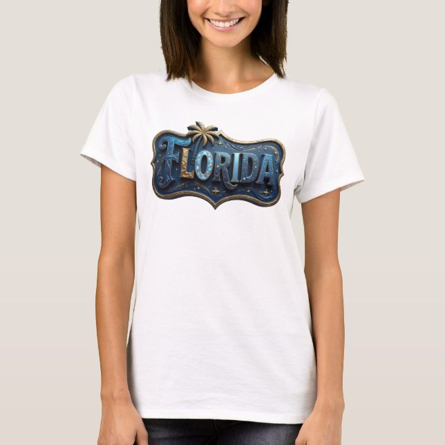 Moderne Gold FLORIDA Statement T-Shirt (Vorderseite)