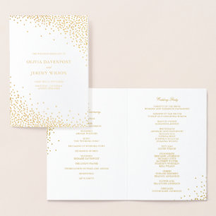 Moderne Gold Foil Confetti Dots Hochzeitsprogramme Folienkarte