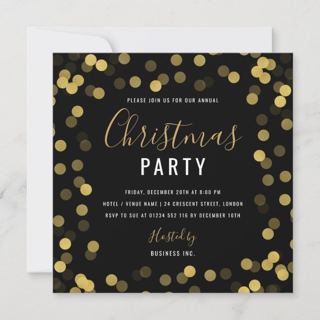 Moderne Gold Foil Corporate Holiday Party Einladung (Vorderseite)