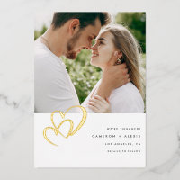 Moderne Gold Foil Double Heart Foto Verlobung