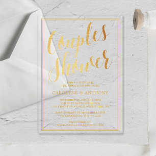 Moderne Gold Foil Effect Paare Polterabend Acryleinladungen